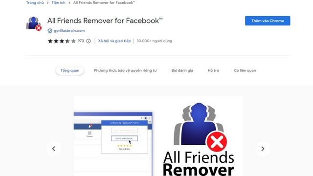 Thêm All Friends Remover Free vào trình duyệt Chrome