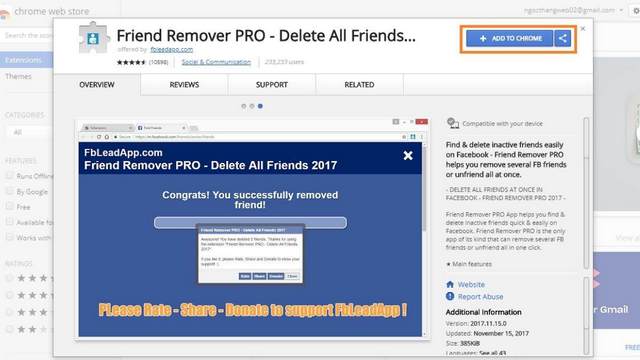 Tích hợp Friend Remover Pro vào trình duyệt Chrome
