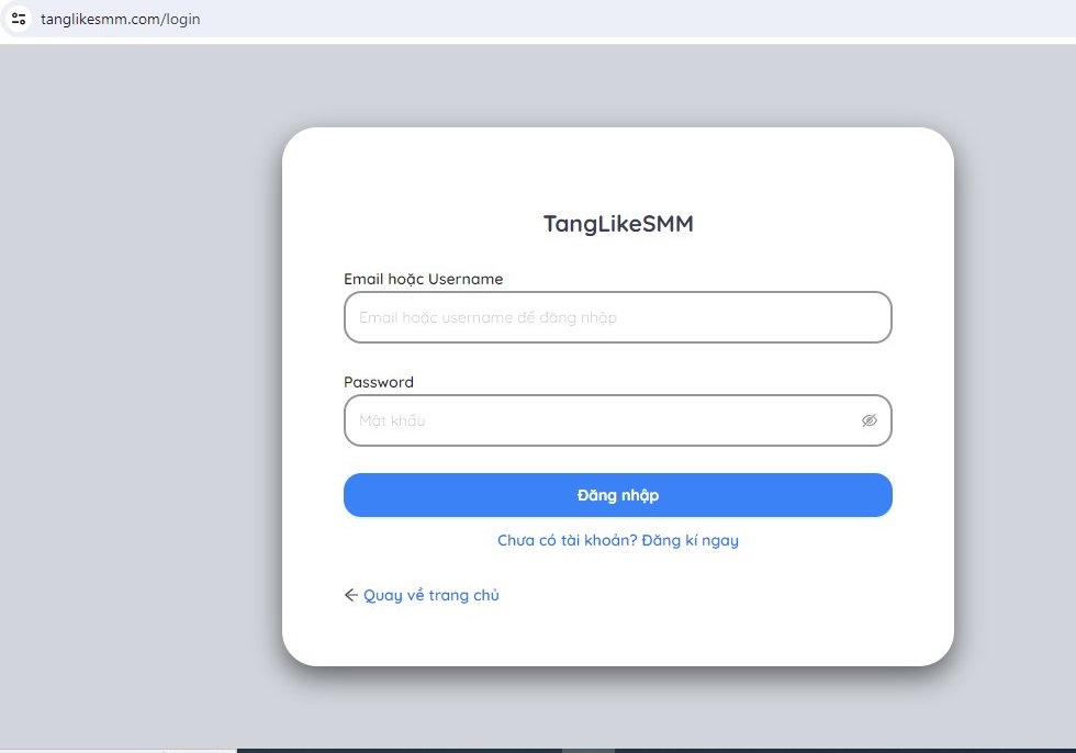 Đăng nhập để sử dụng dịch vụ tại tanglikesmm.com