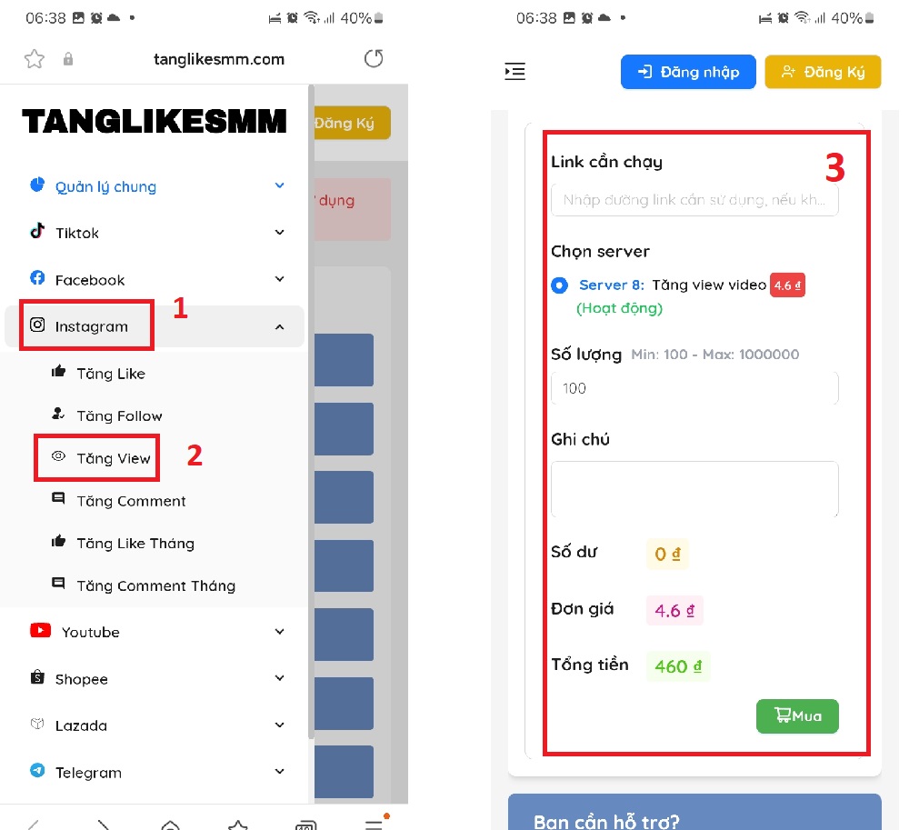 Truy cập Buff Instagram để tăng View