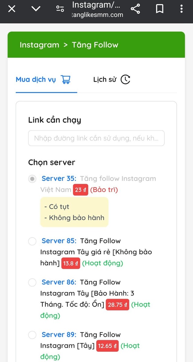 Cách sử dụng dịch vụ Tăng follow Instagram tại tanglikesmm.com
