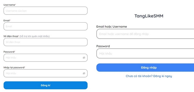 Đăng ký / Đăng nhập website.