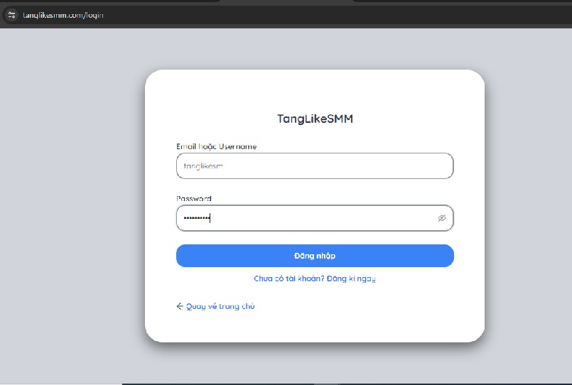 Đăng nhập lại tài khoản vừa đăng ký thành công