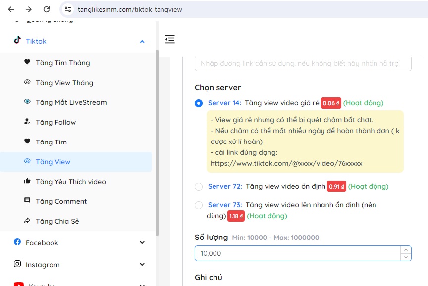 Dịch vụ Tăng View tiktok của tanglikesmm.com giá chưa đến 1k