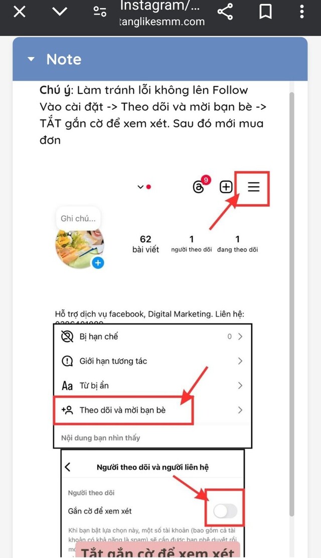 Một số lưu ý khi sử dụng dịch vụ buff follow instagram