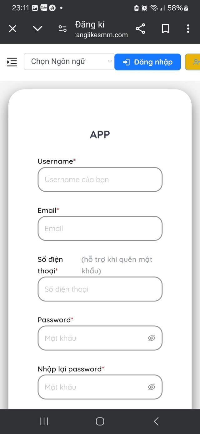 Sử dụng dịch vụ tăng follow tiktok tại tanglikesmm.com - Bước 1